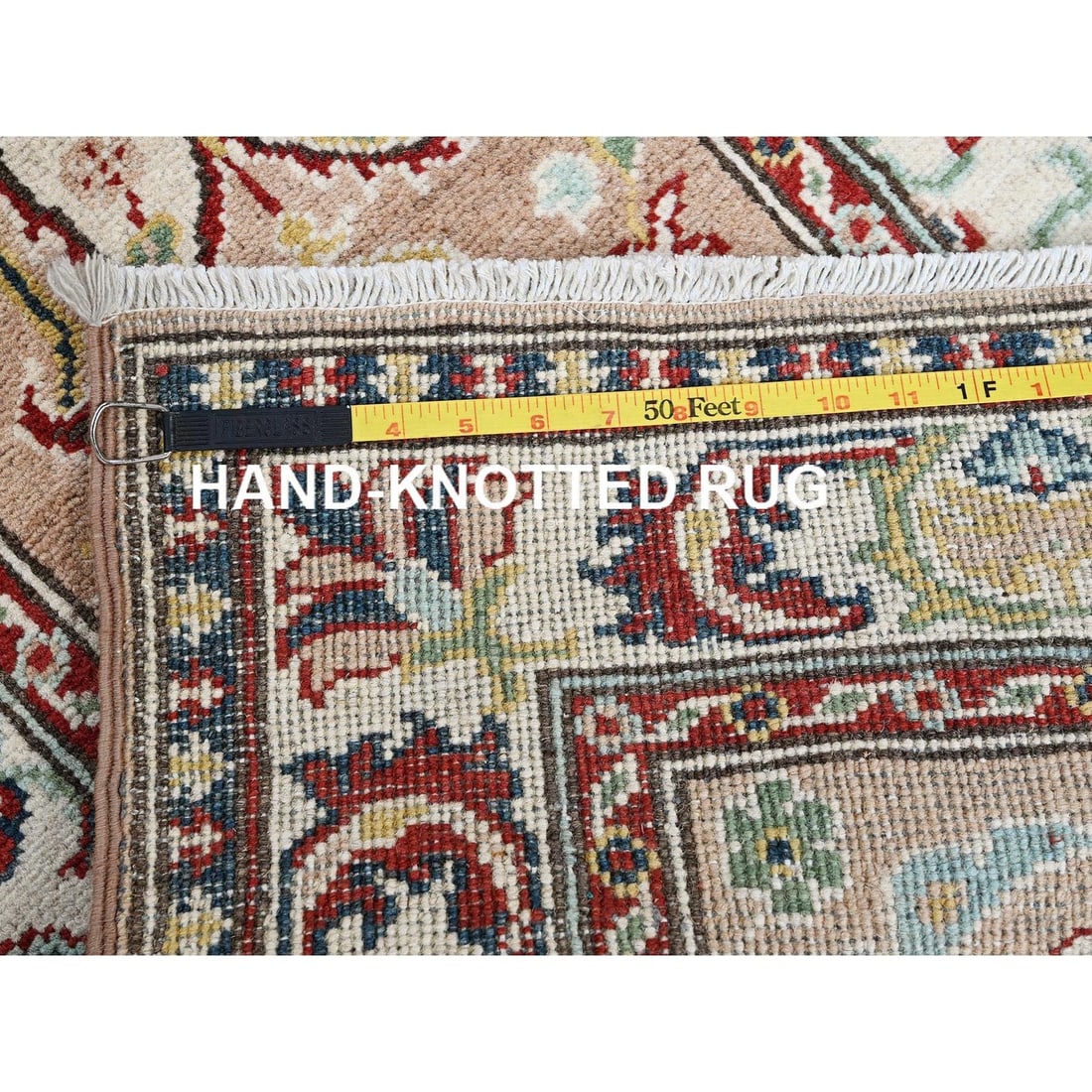 Rug 2'2"x5'10" Brown Kazak with Tribal Design Hand Knotted Soft Wool Runner - 7