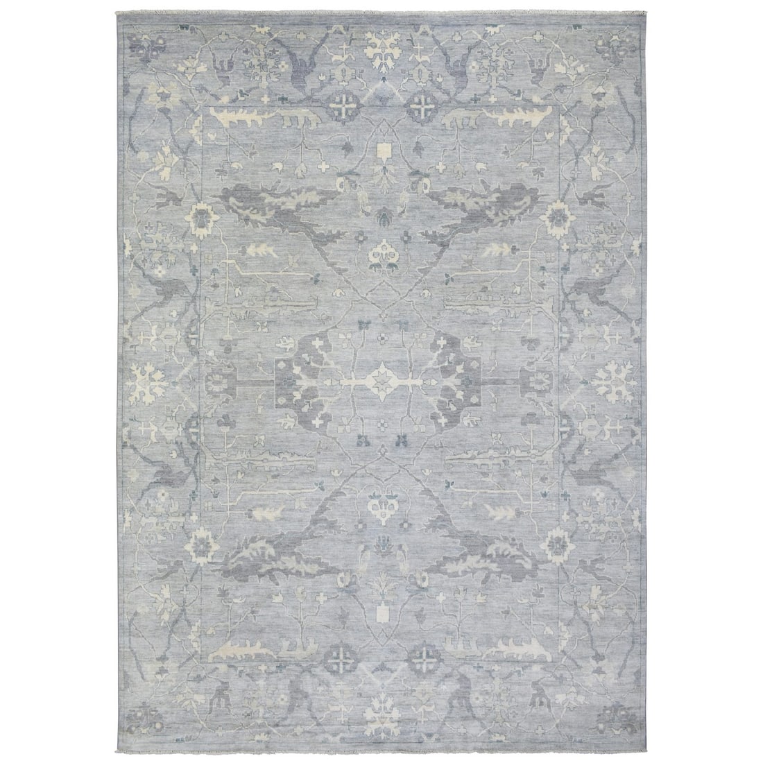 Rug 10'2"x13'10" Gray Afghan Oushak Flowing Open Design Hand Knotted Wool (1 of 12)