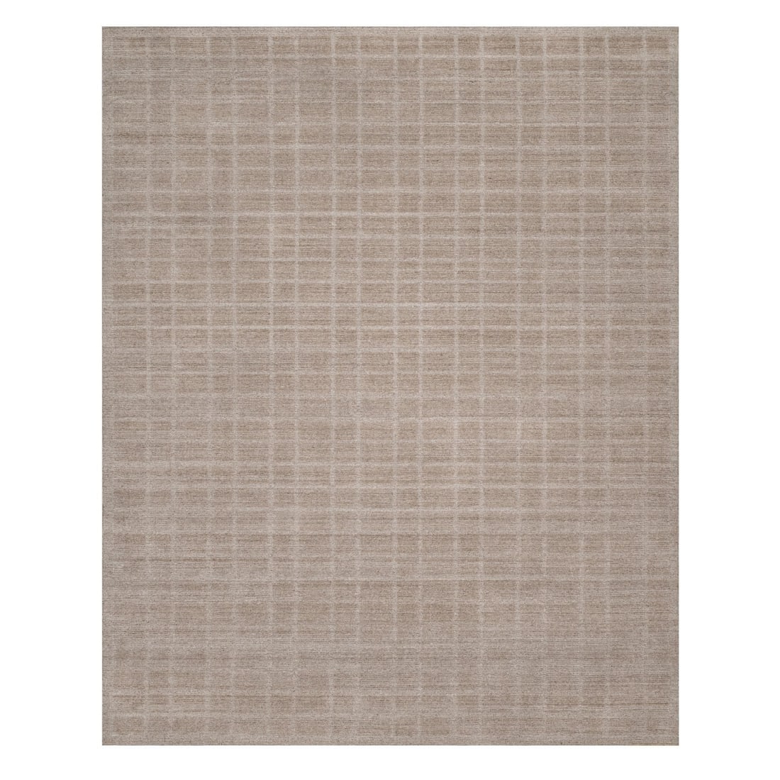 Rug 8'3"x9'10" Beaver Brown Hand Loomed Modern Erased Box Design All Wool (1 of 12)