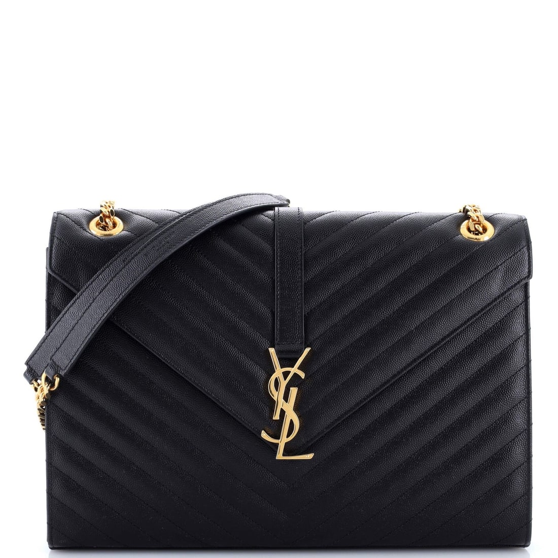Large Saint Laurent Classic Monogram Envelope Satchel Matelasse Chevron Leather: Large Saint Laurent Classic Monogram Envelope Satchel Matelasse Chevron Leather This listing features Large Saint Laurent Classic Monogram Envelope Satchel Matelasse Chevron Leather. Item specifics