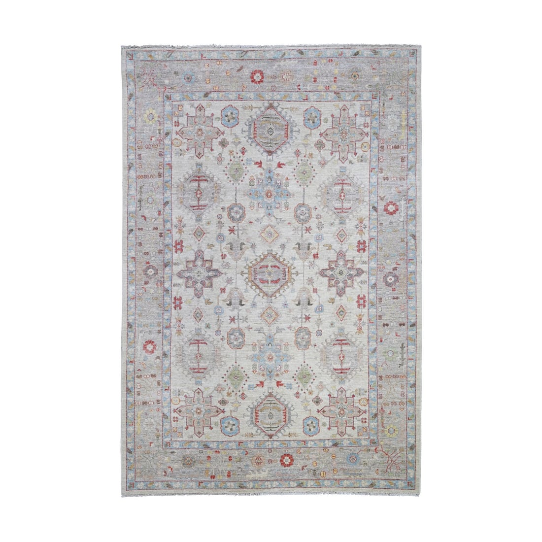 Rug 6'x9' Beige Extra Soft Wool Hand Knotted Finer Peshawar: Rug 6'x9' Beige Extra Soft Wool Hand Knotted Finer Peshawar This listing features Rug 6'x9' Beige Extra Soft Wool Hand Knotted Finer Peshawar. Item specifics are provided below. Item Specifics: Type: