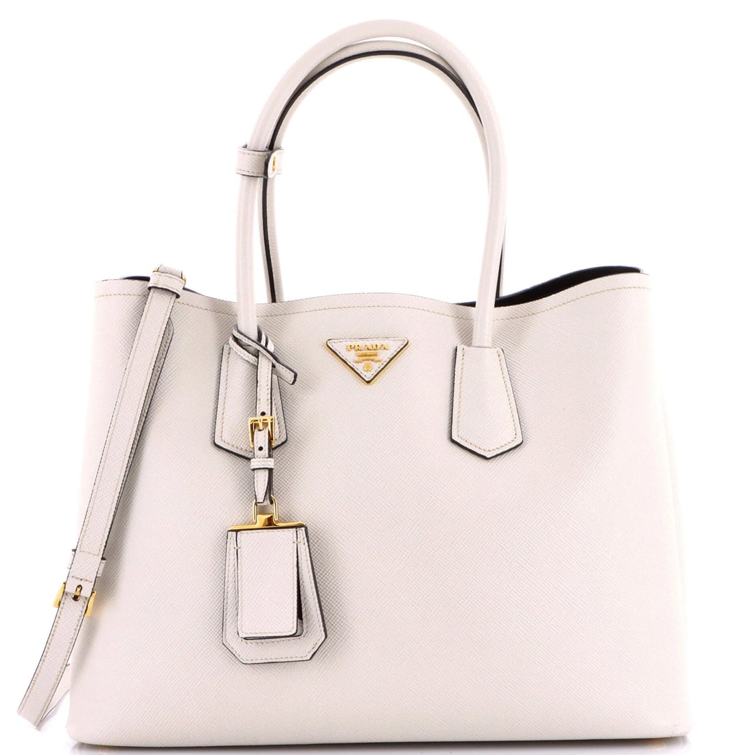 Large Prada Cuir Double Tote Saffiano Leather: Large Prada Cuir Double Tote Saffiano Leather This listing features Large Prada Cuir Double Tote Saffiano Leather. Item specifics are provided below. Item Specifics: Brand: Prada Exterior Material: Le