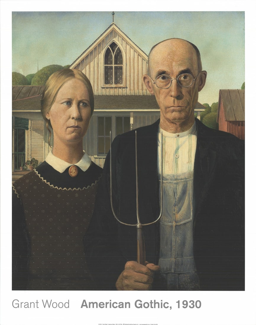B GRANT WOOD American Gothic 28" x 22" Offset Lithograph 2014 Modernism Neutral (1 of 1)