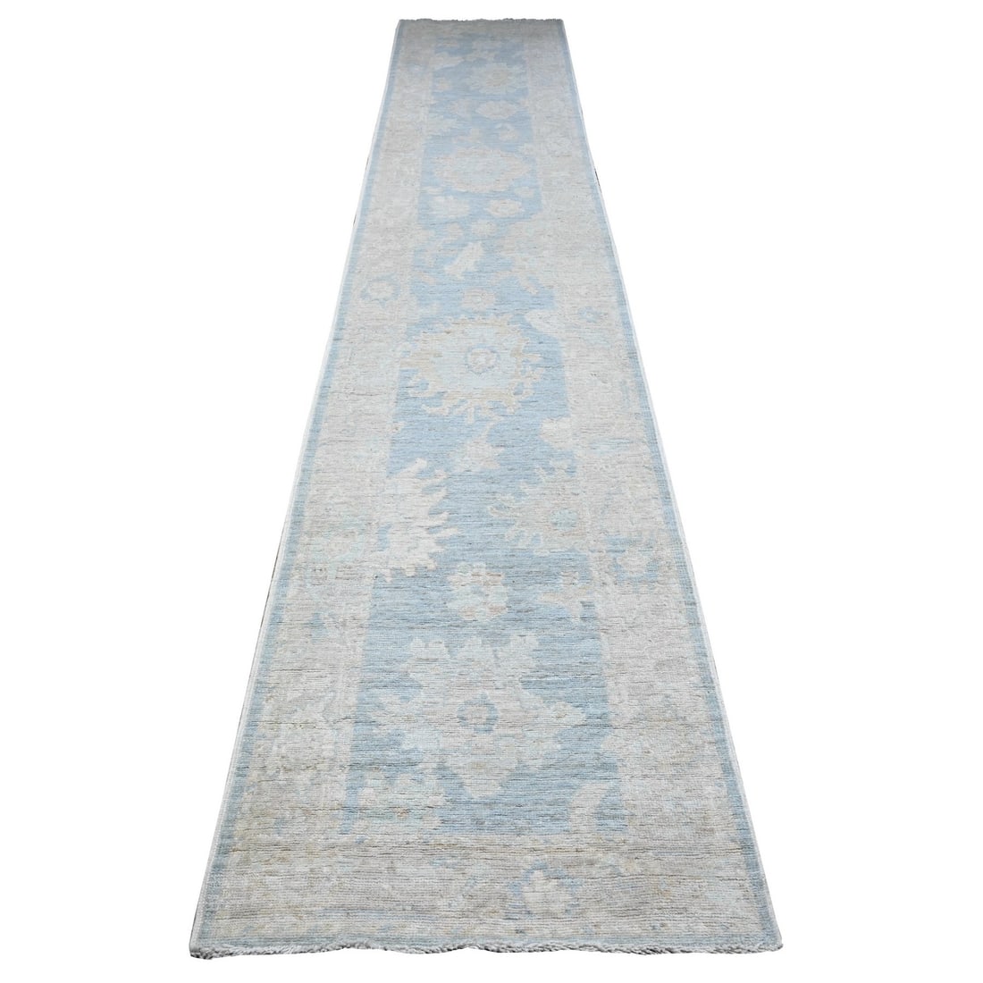 Rug 2'9"x15'4" Riviera Blue Afghan Angora Oushak XL Runner Oriental (1 of 6)