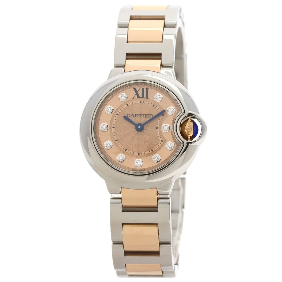 SSxK18PG CARTIER Baron Blue 28 11P Diamond Watches WE902052 Stainless Steel/ (1 of 18)