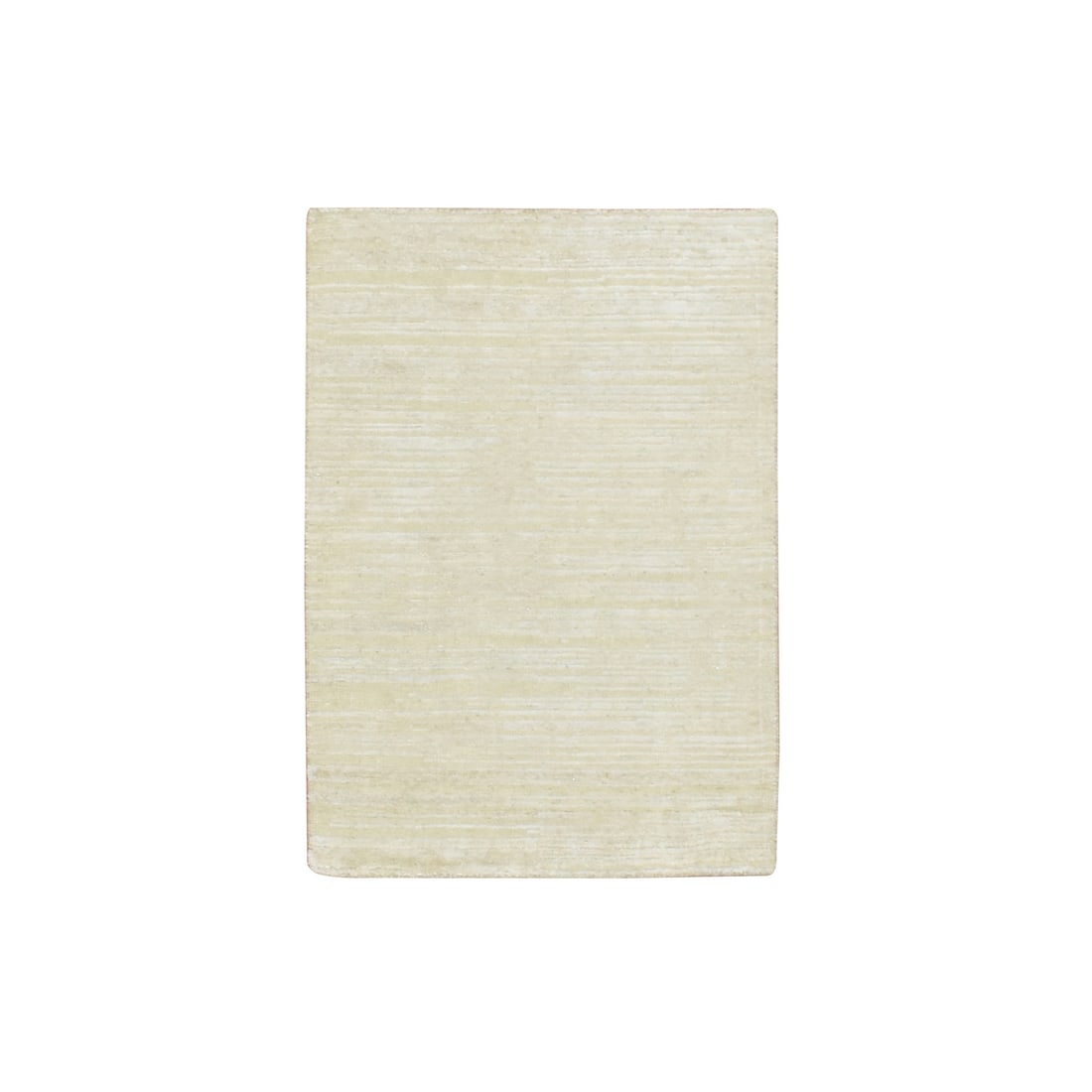 Rug 2'x3' Linen White Plain Line Design Silk with Oxidized Wool Mat (1 of 5)