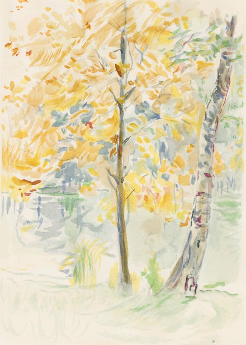 Lithograph - Berthe Morisot - Arbres roux - Berthe Morisot Seize Aquarelles (1 of 7)