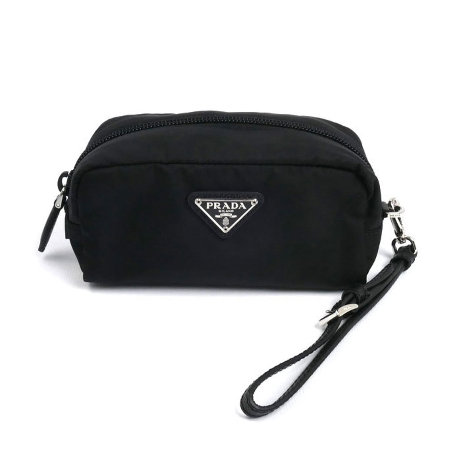 Nylon - Prada Pouch Leather: Nylon - Prada Pouch Leather This listing features Nylon - Prada Pouch Leather. Item specifics are provided below. Item Specifics: Brand: Prada Type: Pouch Material: Leather , Nylon Color: Black Gender