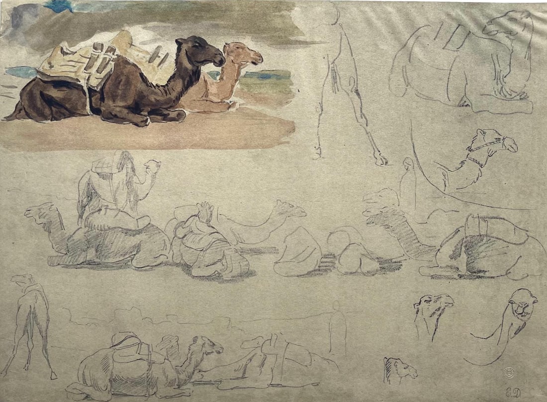 Lithograph - Eugne Delacroix - Composition - Trente et un Dessins et Aquarelles du Maroc (1 of 9)