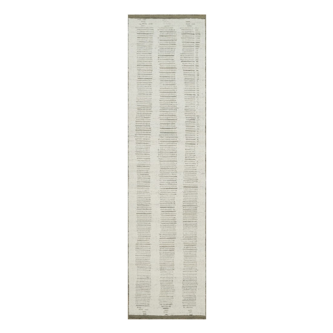 Rug 2'6"x10' Ivory Hand Woven Flat Weave Textured Natural Wool Runner (1 of 8)