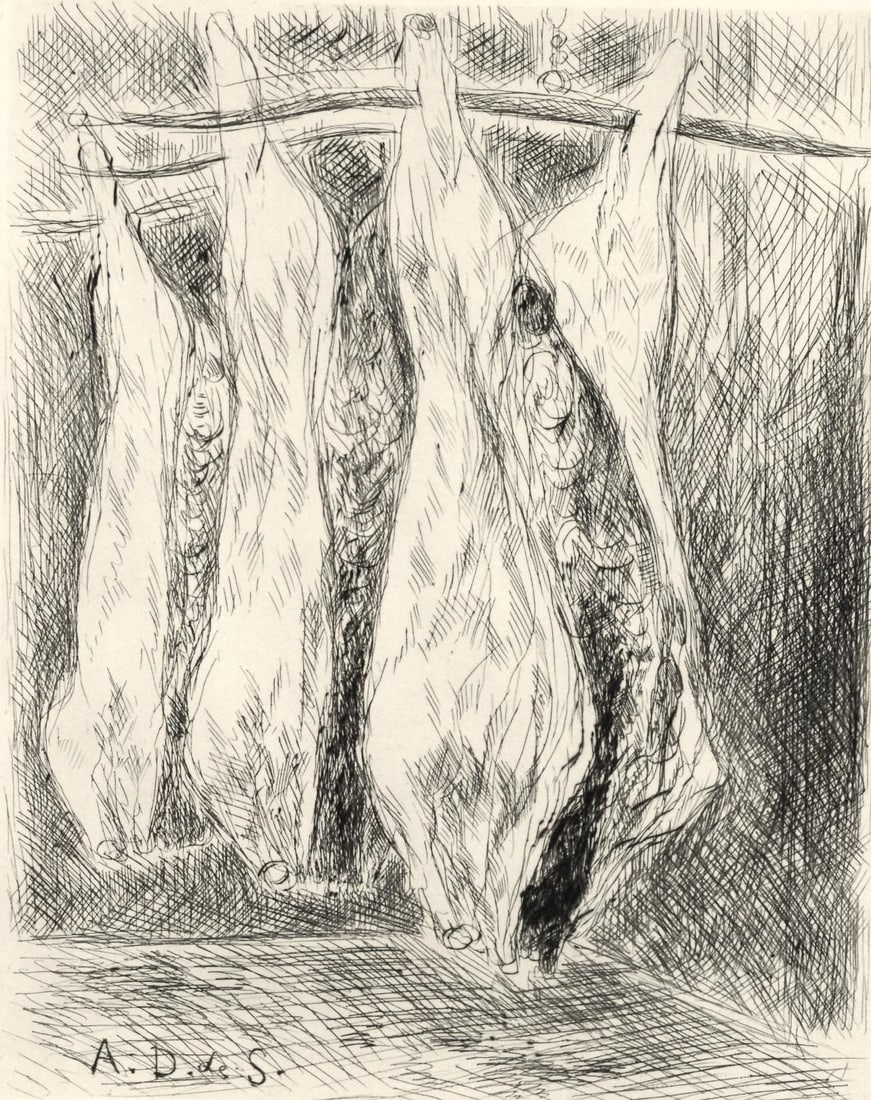 Etching - Andr Dunoyer de Segonzac - La boucherie des Halles - A La gloire Paris (1 of 10)