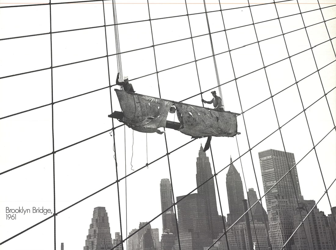 199 OTTO BETTMANN Working on the Brooklyn Bridge 23.5" x 31.5" Offset Lithograph (1 of 12)