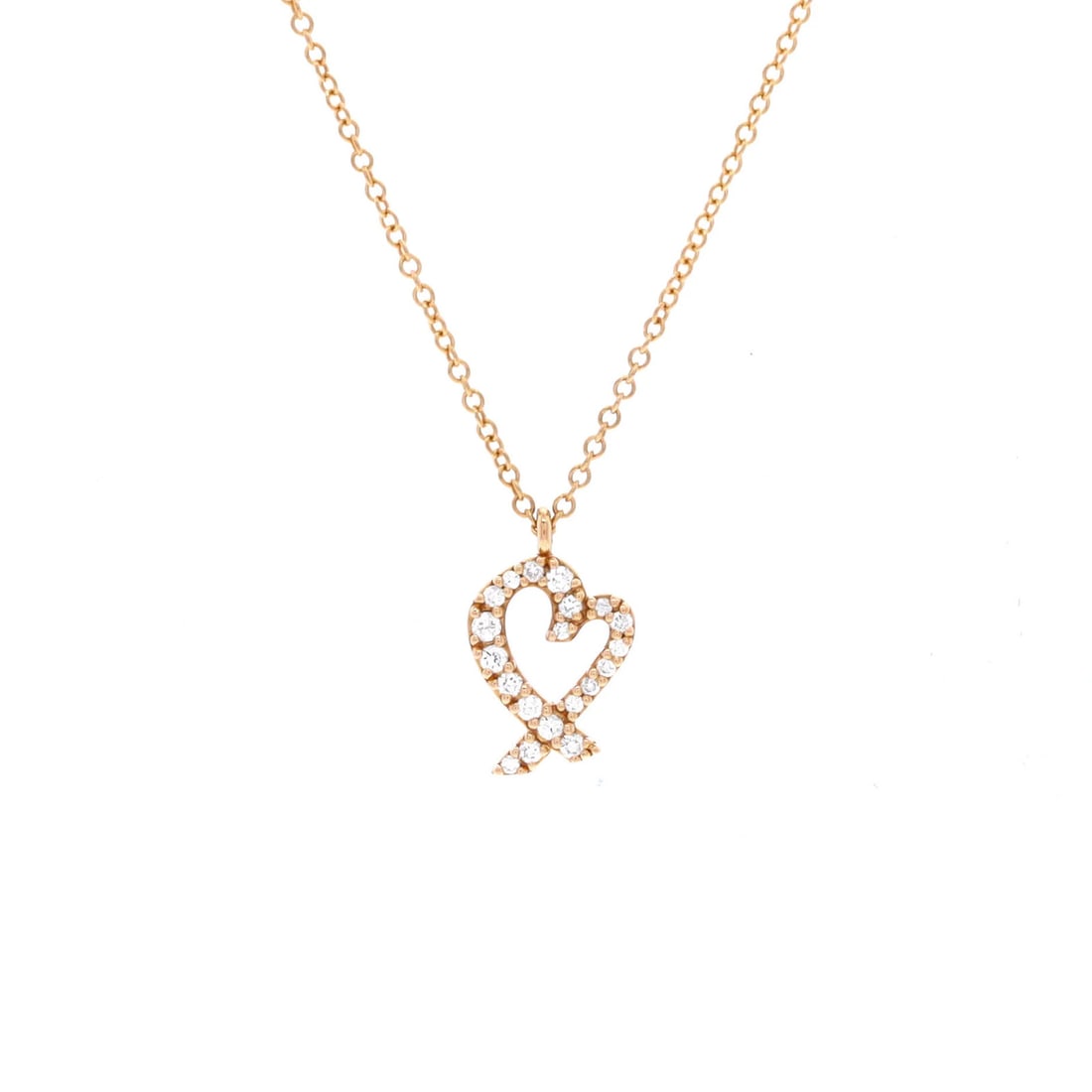 Gold Tiffany & Co. Paloma Picasso Loving Heart Pendant Necklace 18K Rose (1 of 3)
