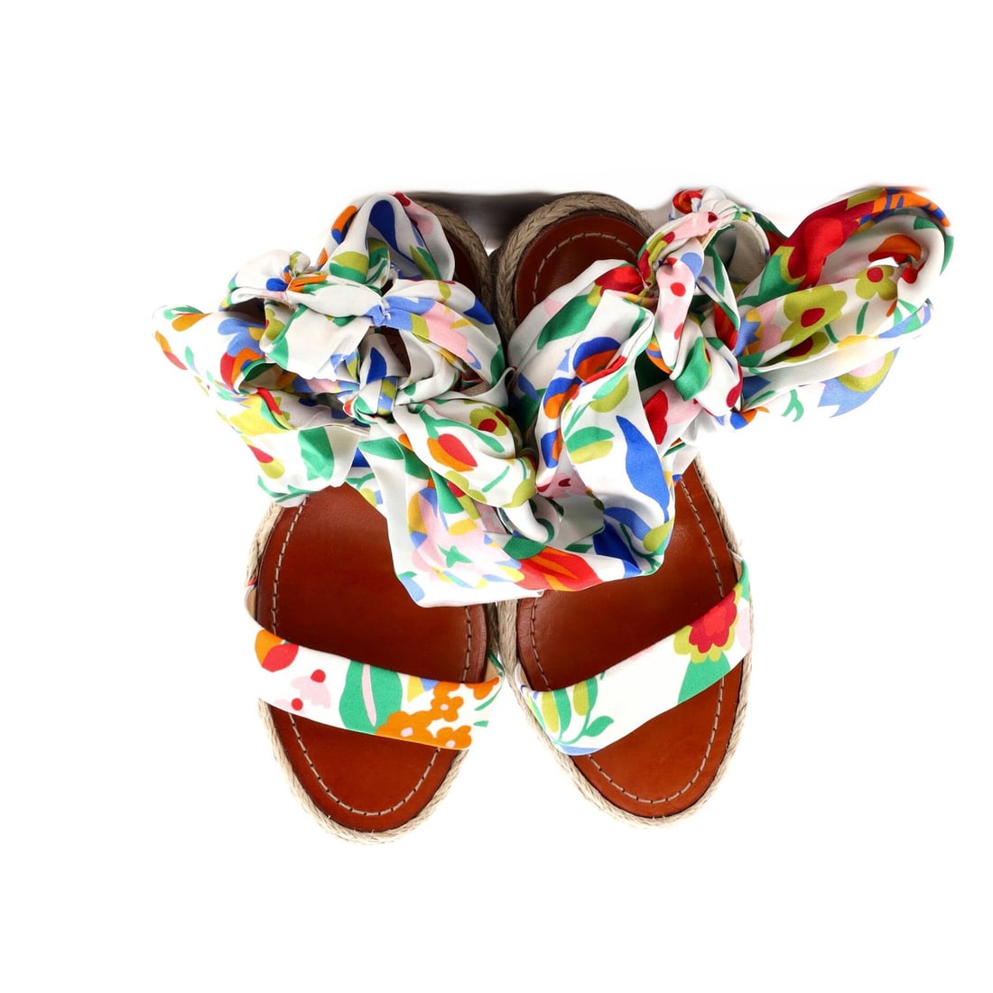 110 Christian Louboutin Women's Monica Du Desert Wedge Espadrilles Printed Satin - 2