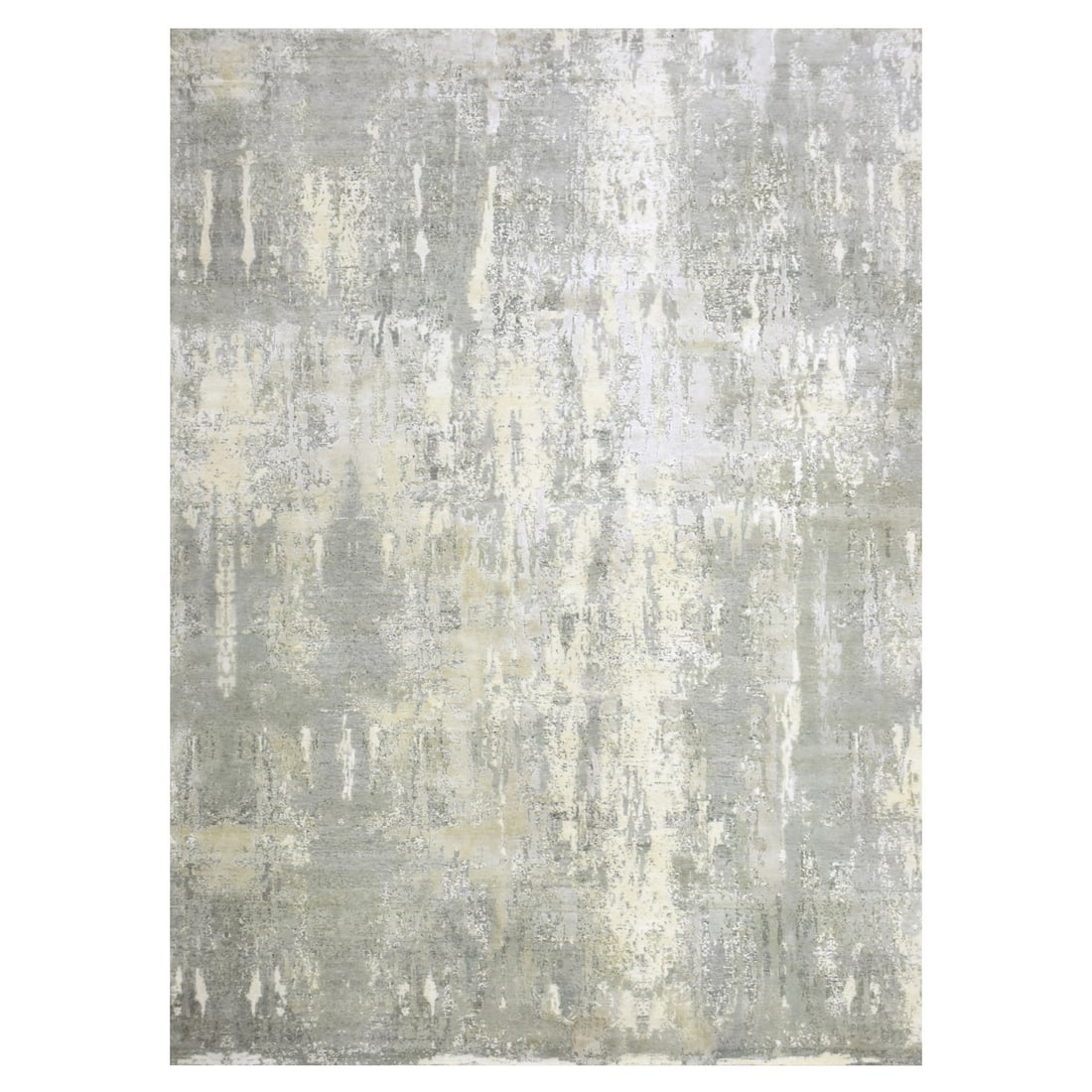 Rug 9'x12'1" Gray Modern Abstract Design Wool and Silk Hand Knotted (1 of 12)