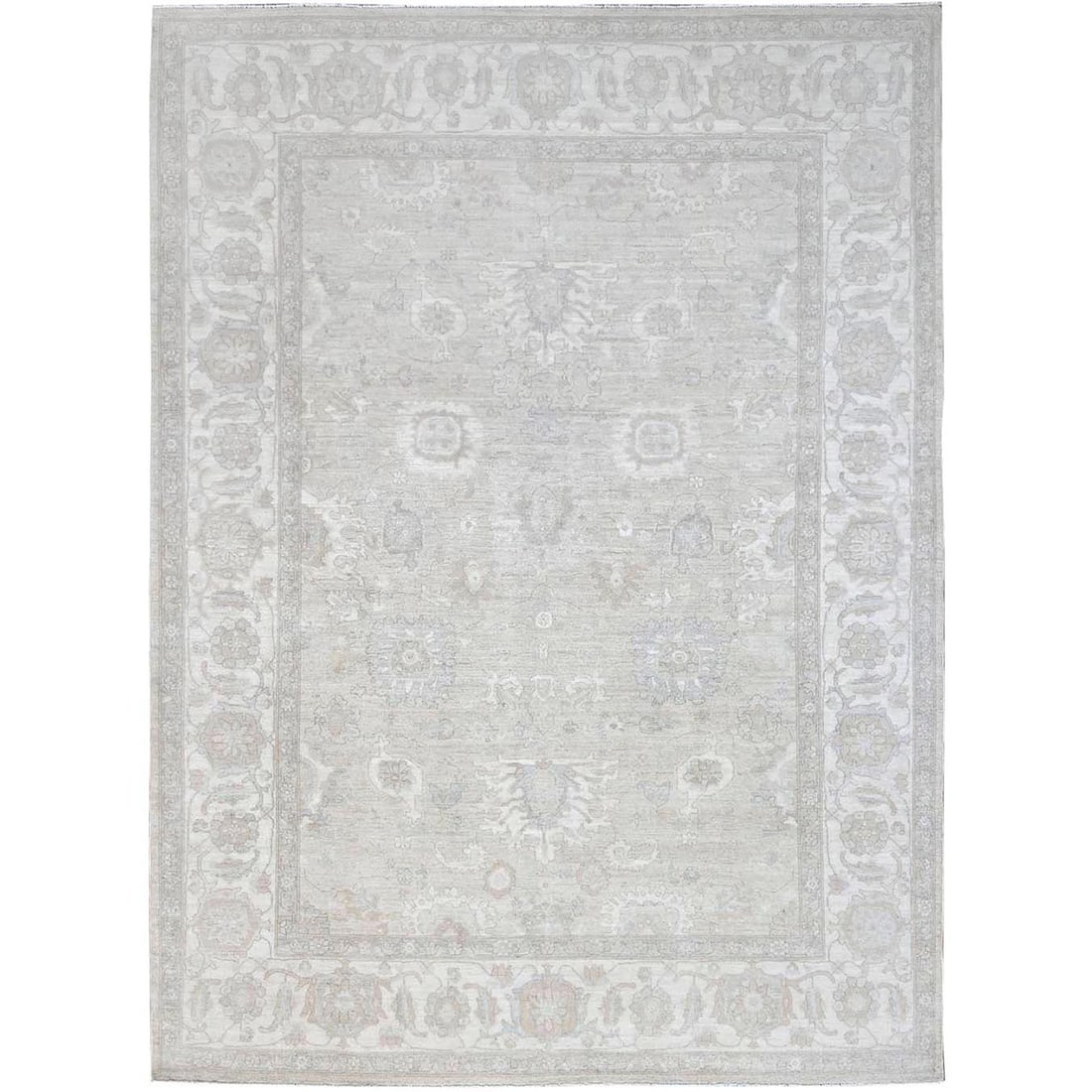 Rug 9'x11'10" Gray White Wash Peshawar Chobi Wool Hand Knotted Oriental (1 of 12)