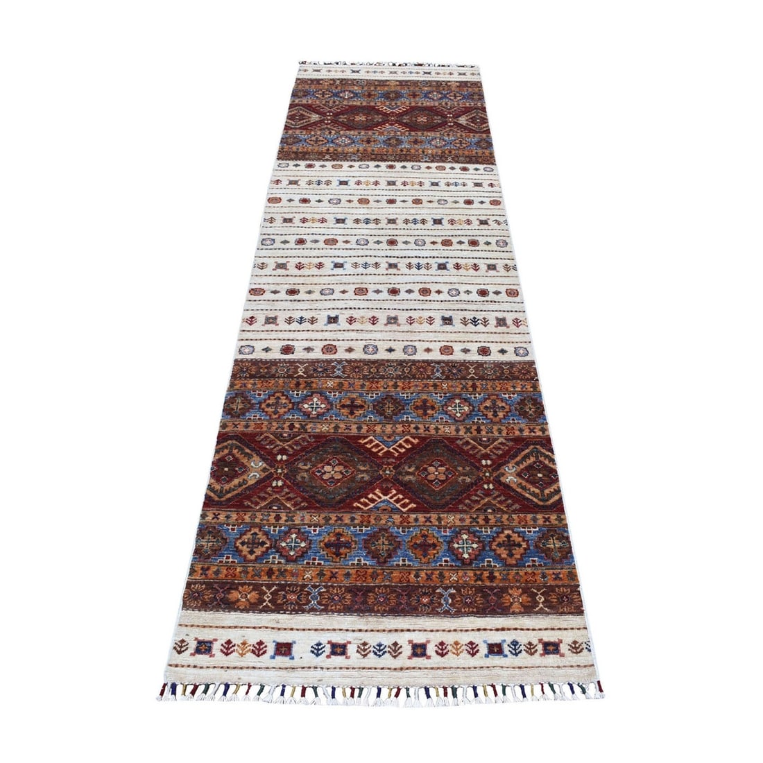 Rug 2'7"x9' Ivory Khorjin Design Runner Super Kazak HandKnotted Pure Wool: Rug 2'7"x9' Ivory Khorjin Design Runner Super Kazak HandKnotted Pure Wool This listing features Rug 2'7"x9' Ivory Khorjin Design Runner Super Kazak HandKnotted Pure Wool. Item specifics are provided b