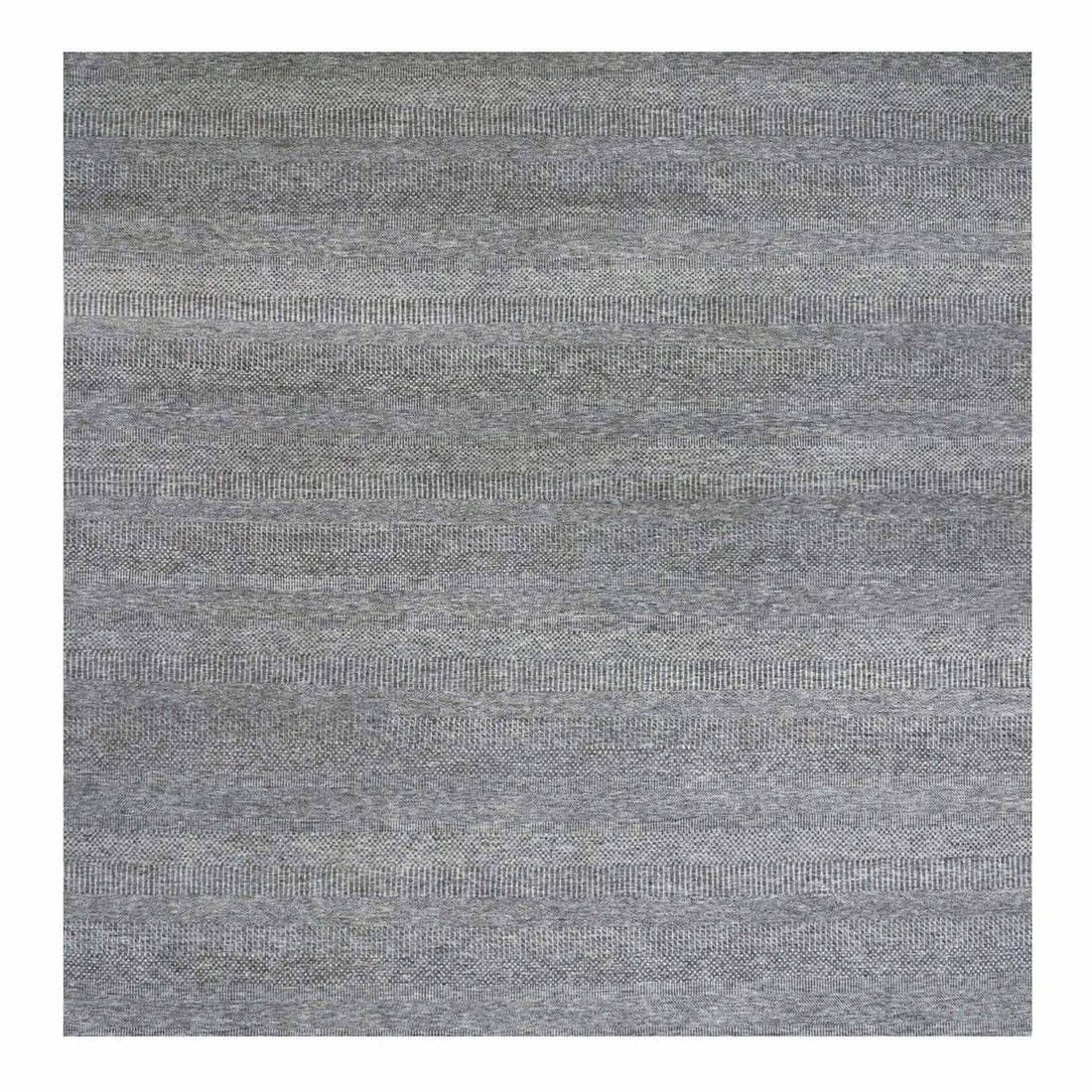 Rug 12'x12'2" Neutral Gray Hand Knotted Grass Design Undyed Wool Square (1 of 11)