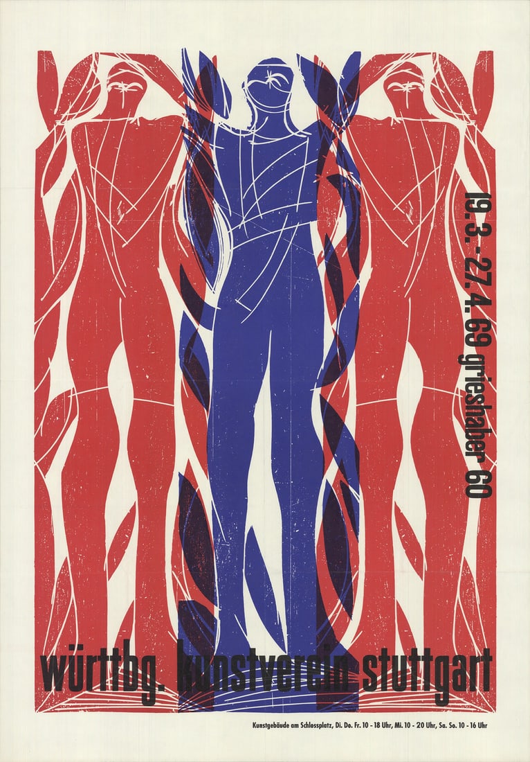 C HAP GRIESHABER Wrttbg Art Association Stuttgart 39.5" x 27.5" Lithograph 1969 (1 of 4)