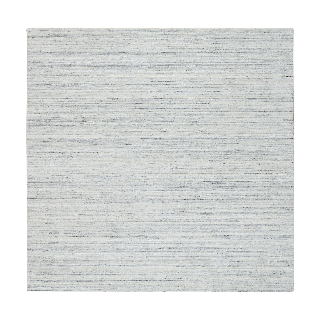 Rug 8'x8' Ivory Hand Loomed Plain Modern Striae Design Wool Square (1 of 11)
