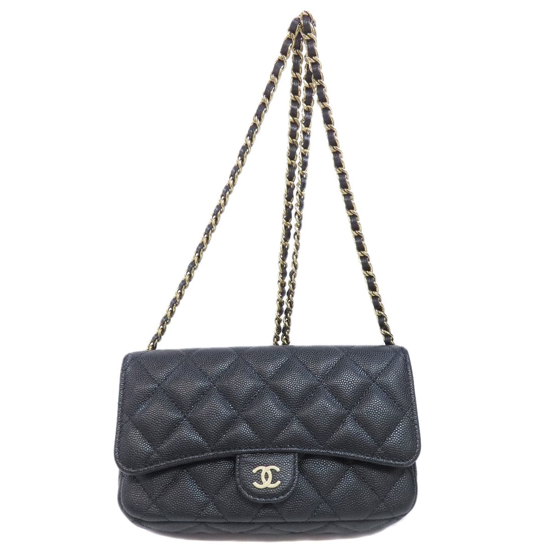 Calfskin CHANEL ChainShoulder Matelasse GoldHardware Shoulder Bag Grained (1 of 18)
