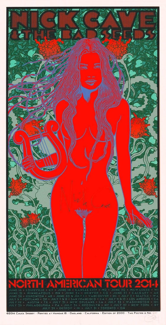 2014 CHUCK SPERRY Nick Cave & The Bad Seeds SIGNED 35" x 18" Serigraph (1 of 5)