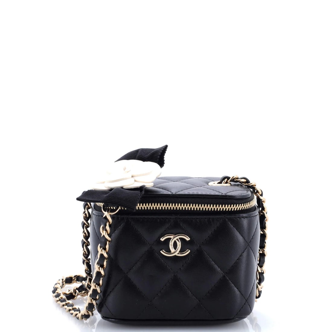 Small Chanel Lock Frame Vanity Case with Chain Quilted Lambskin: Small Chanel Lock Frame Vanity Case with Chain Quilted Lambskin This listing features Small Chanel Lock Frame Vanity Case with Chain Quilted Lambskin. Item specifics are provided below. Item