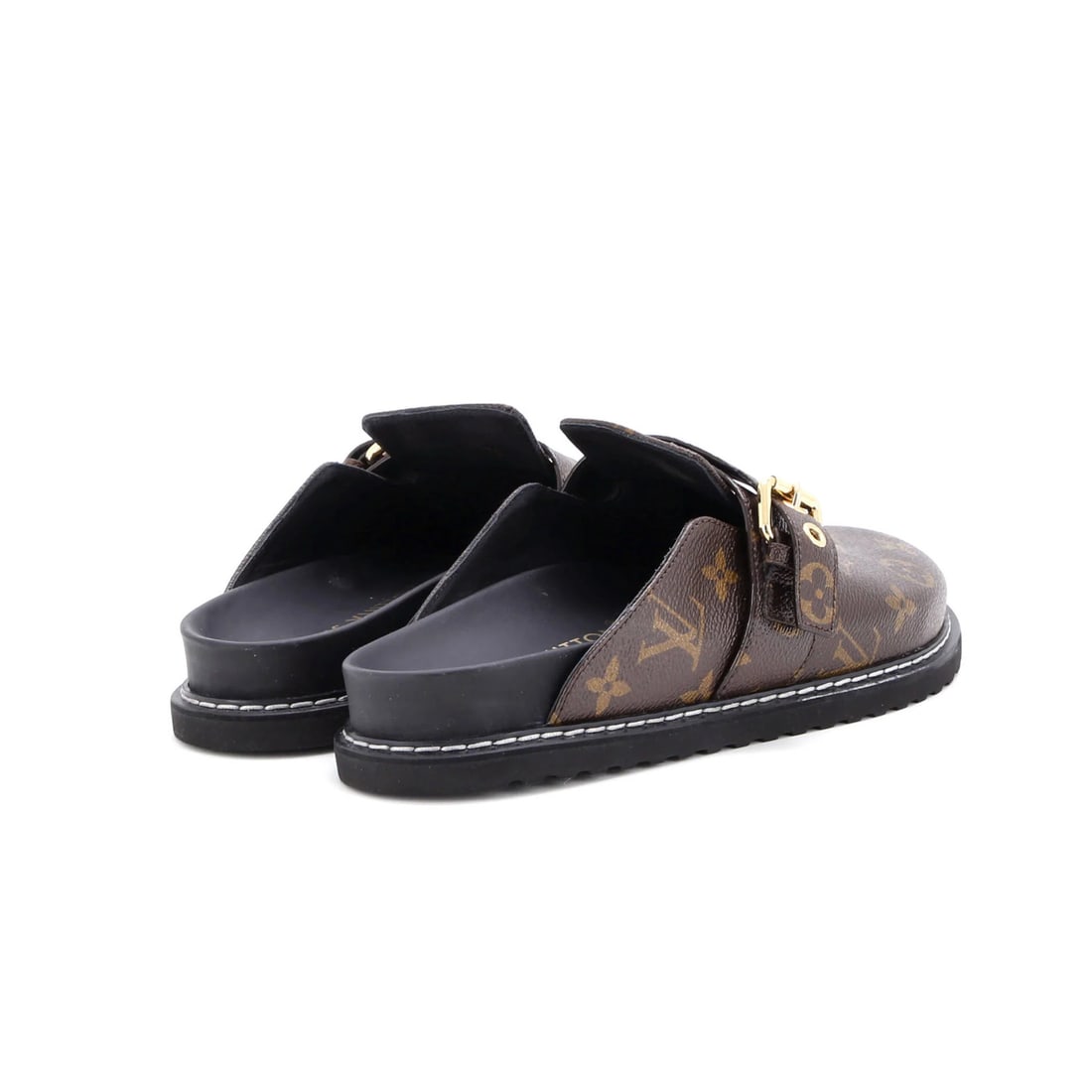 Leather Louis Vuitton Cosy Flat Clog Mules Monogram Canvas and - 3