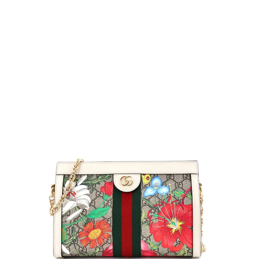 Small Gucci Ophidia Chain Shoulder Bag Flora GG Coated Canvas: Small Gucci Ophidia Chain Shoulder Bag Flora GG Coated Canvas This listing features Small Gucci Ophidia Chain Shoulder Bag Flora GG Coated Canvas. Item specifics are provided below. Item Specifics: