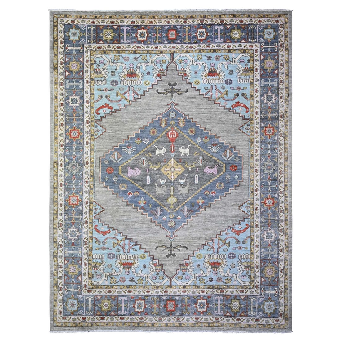 Rug 8'8"x11'7" Echo Gray Pure Wool Hand Knotted Finer Peshawar (1 of 12)