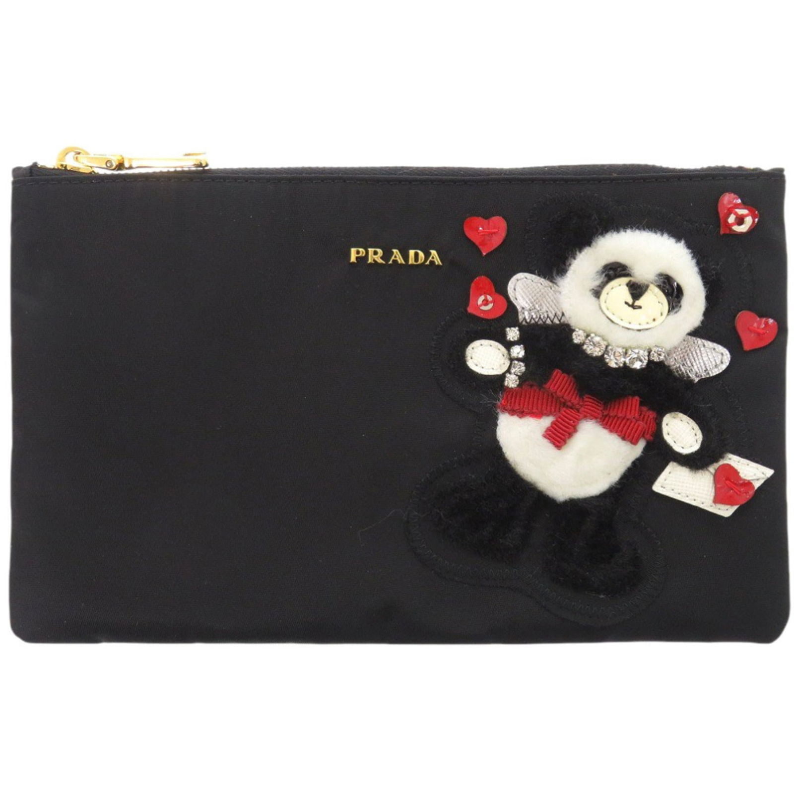 Nylon Prada Pouch: Nylon Prada Pouch This listing features Nylon Prada Pouch. Item specifics are provided below. Item Specifics: Brand: Prada Type: Pouch Material: Nylon Color: Black Gender: Women Size (Hxwxd): 12cm x 1