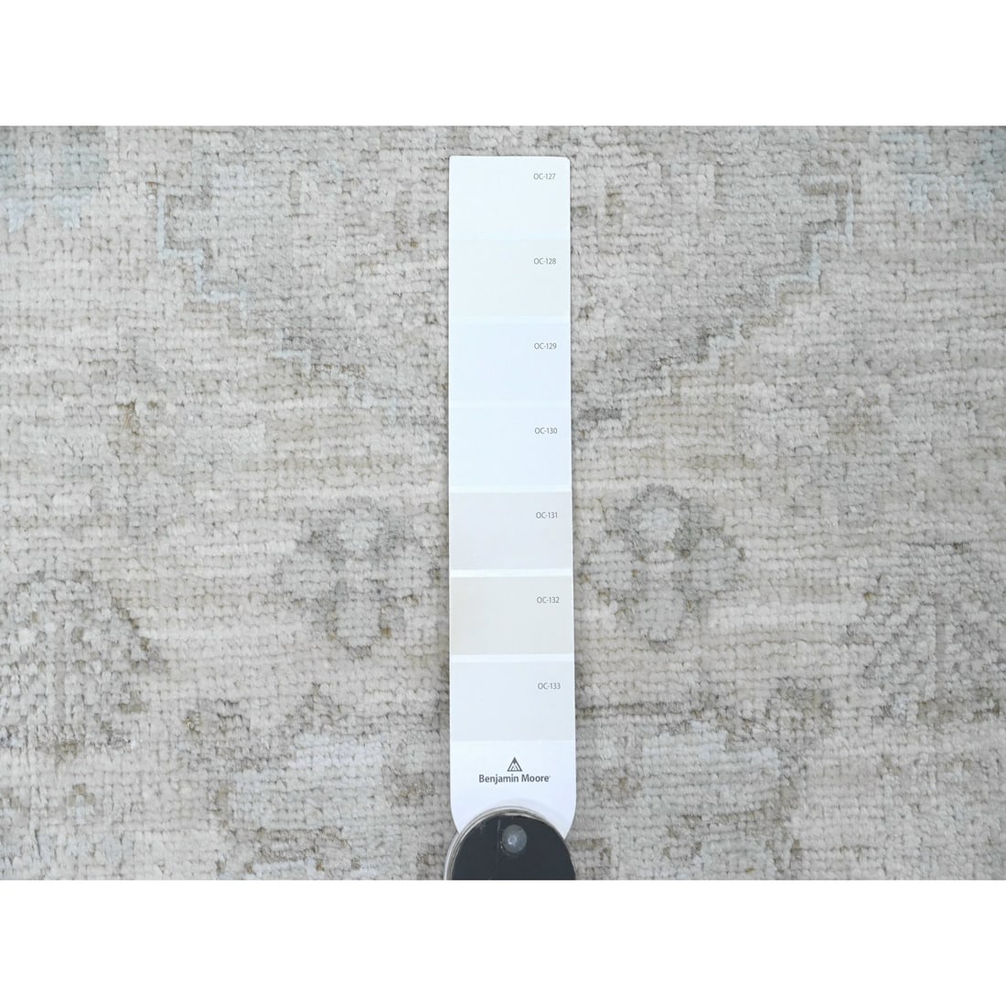 Rug 2'8"x16' White Wash Peshawar Leaf Design Hand Knotted All Wool Runner - 3