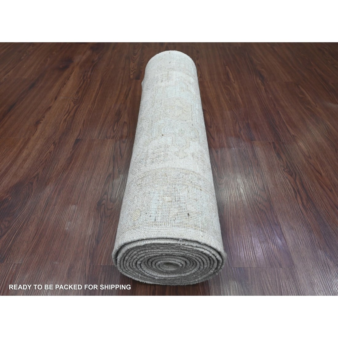 Rug 2'8"x16' White Wash Peshawar Leaf Design Hand Knotted All Wool Runner - 4