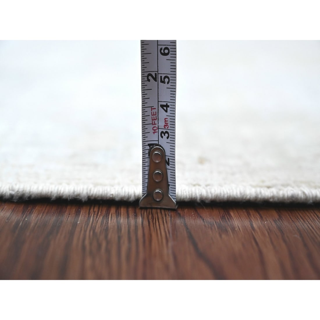 Rug 2'8"x16' White Wash Peshawar Leaf Design Hand Knotted All Wool Runner - 5