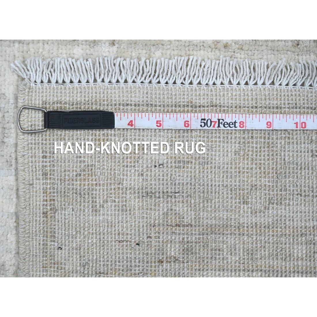 Rug 2'8"x16' White Wash Peshawar Leaf Design Hand Knotted All Wool Runner - 6