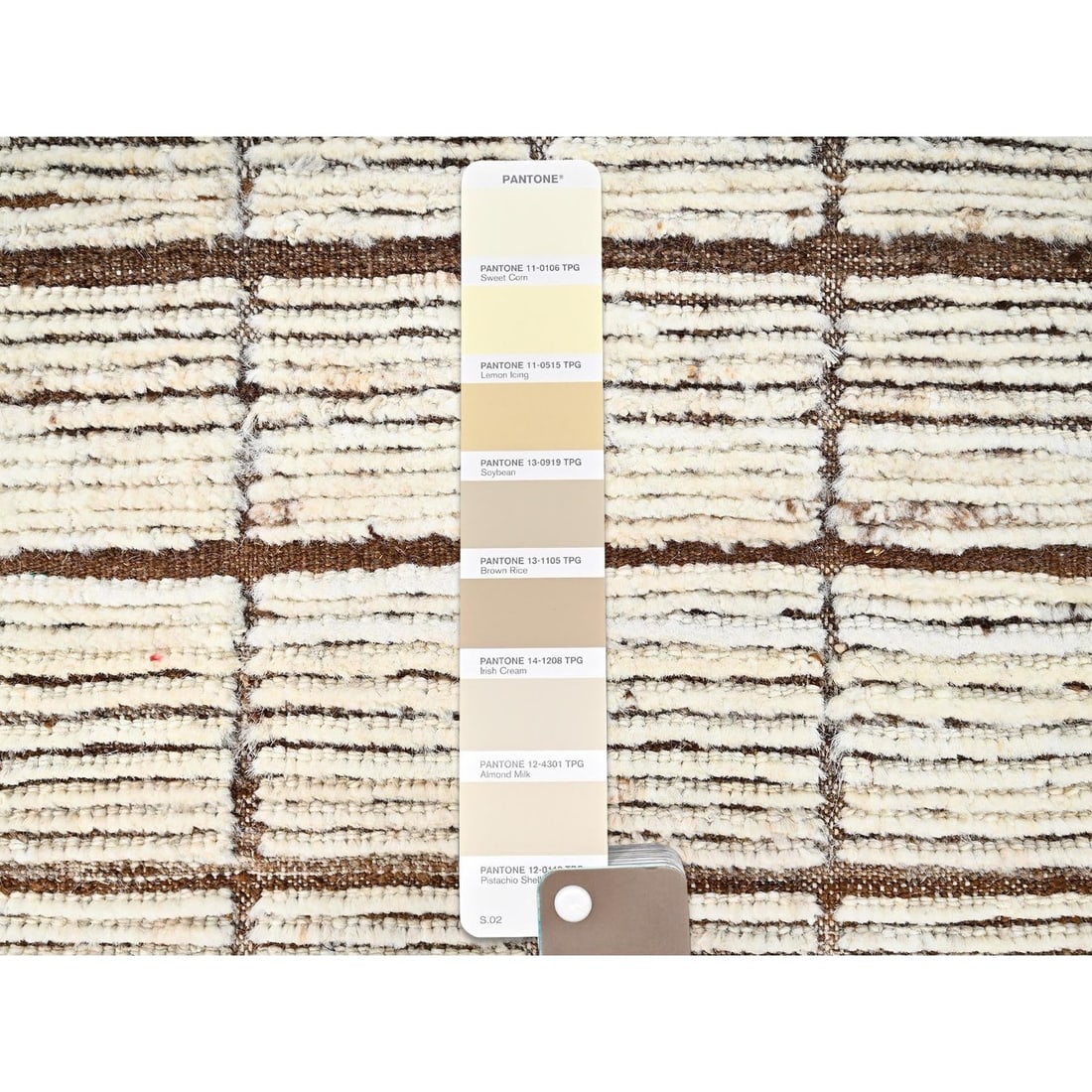 Runner 2'8"x9'5" Ivory Hand Knotted Rug Moroccan Weave Grid Design Wool - 4