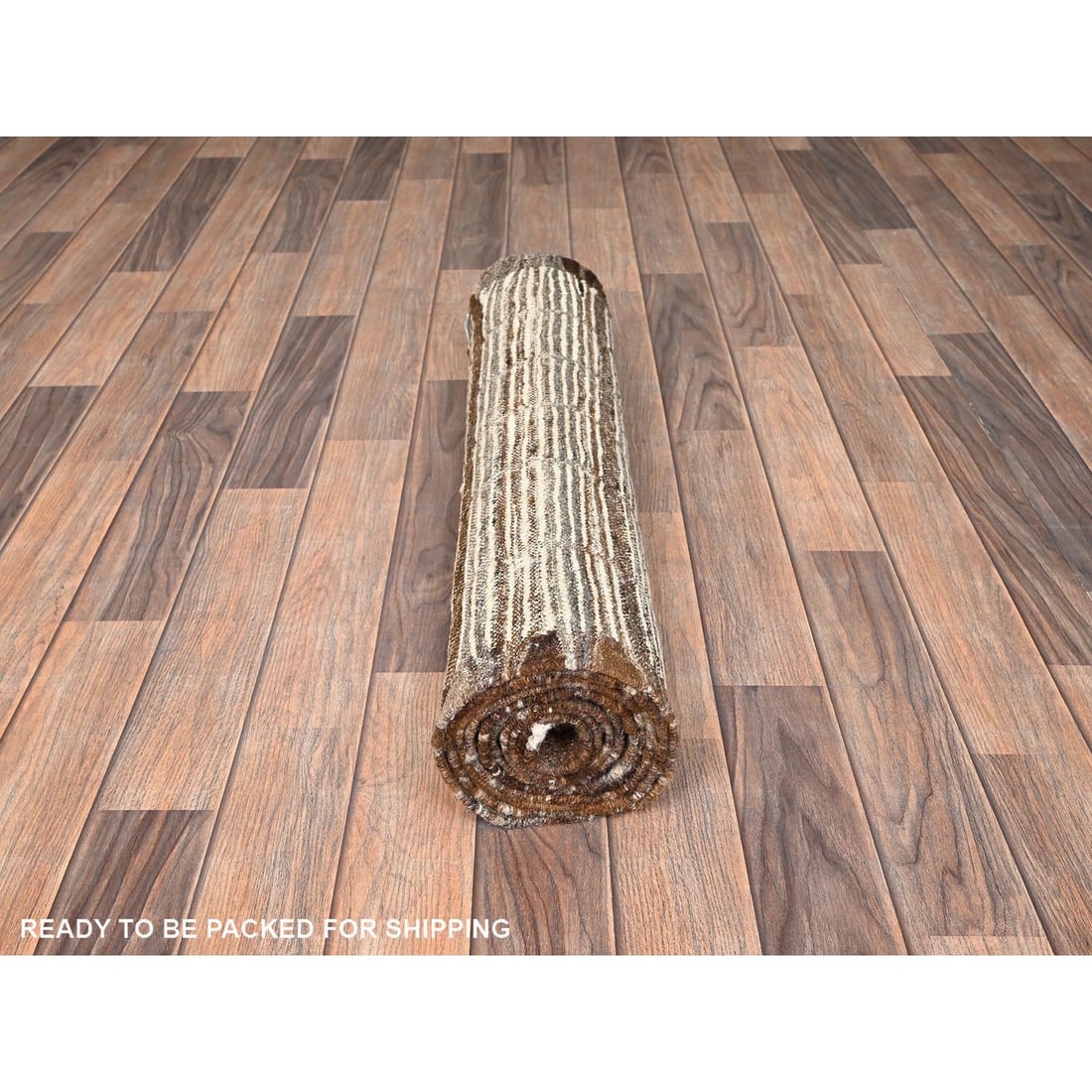 Runner 2'8"x9'5" Ivory Hand Knotted Rug Moroccan Weave Grid Design Wool - 5