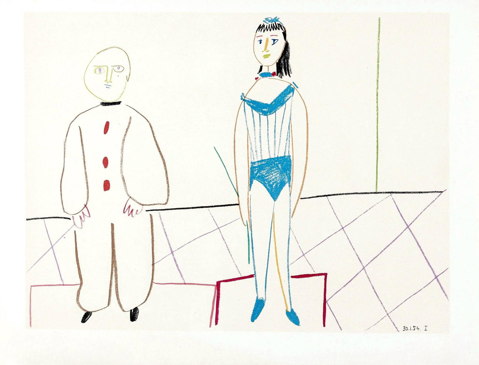 Lithograph - Pablo Picasso - Composition - La Comdie Humaine - Verve - Revue Artistique et Littraire - 5