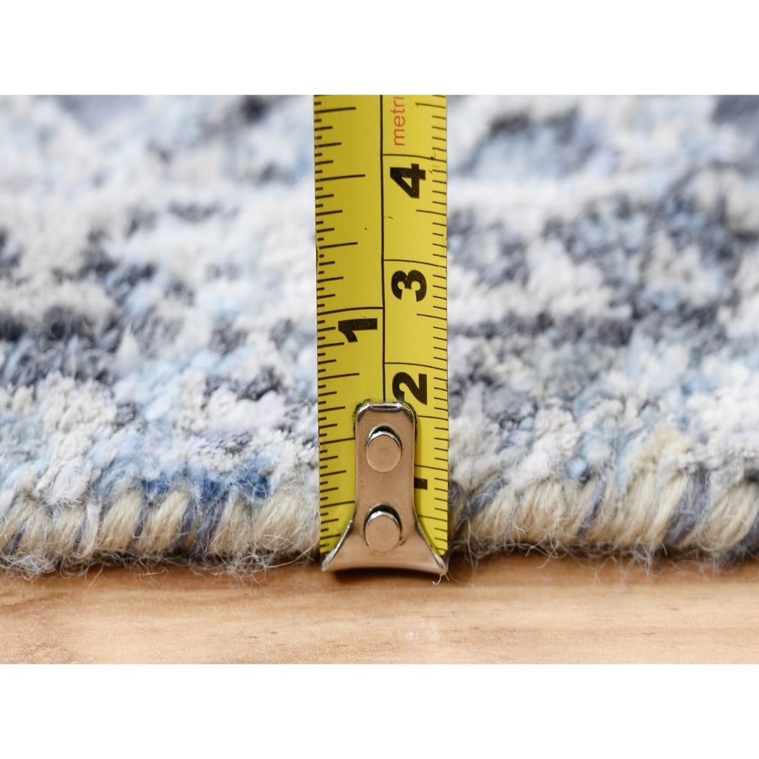 Rug 3'2"x4'10"Wool with Pure Silk Hand Knotted Gray Broken Kishoon Design - 7