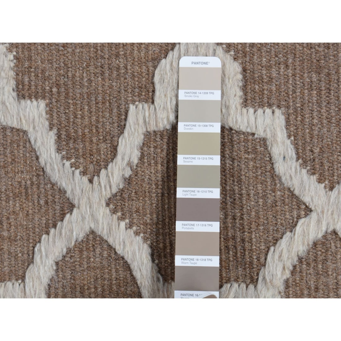 Rug 7'10"x9'9" Brown Moroccan Crisscross Design Pure Wool Hand Knotted - 8