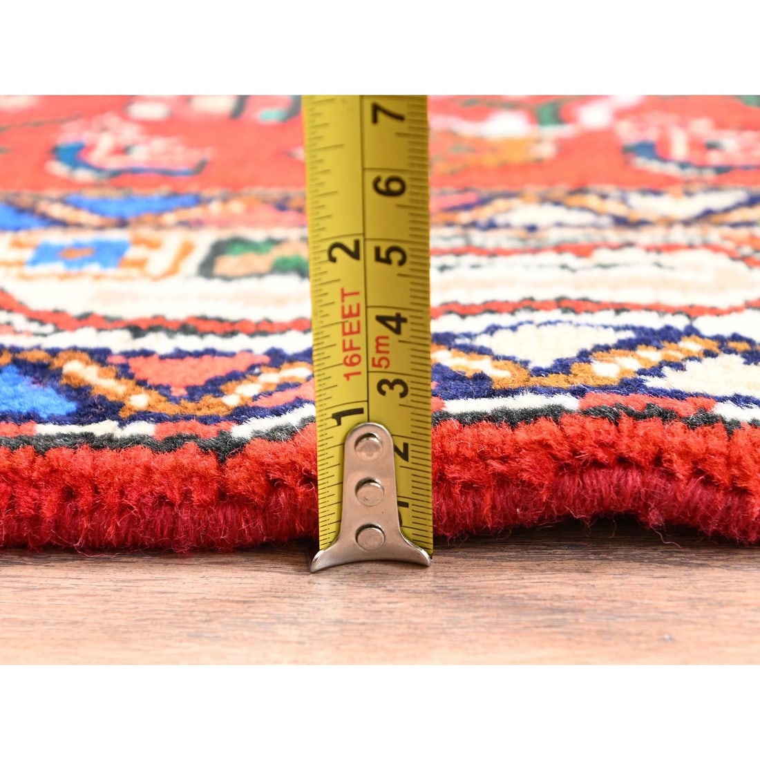 Runner 2'8"x7'2" Red Full Pile New Zoroastrian Khamadan Hand Knotted Wool - 6