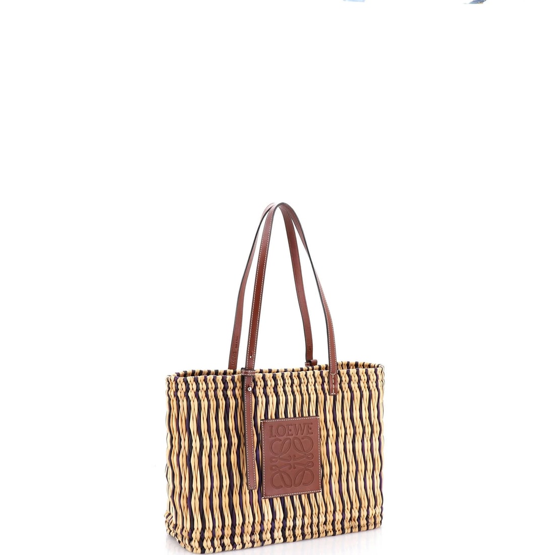 Small Loewe Paula's Ibiza Square Basket Tote Woven Reed with Leather - 2