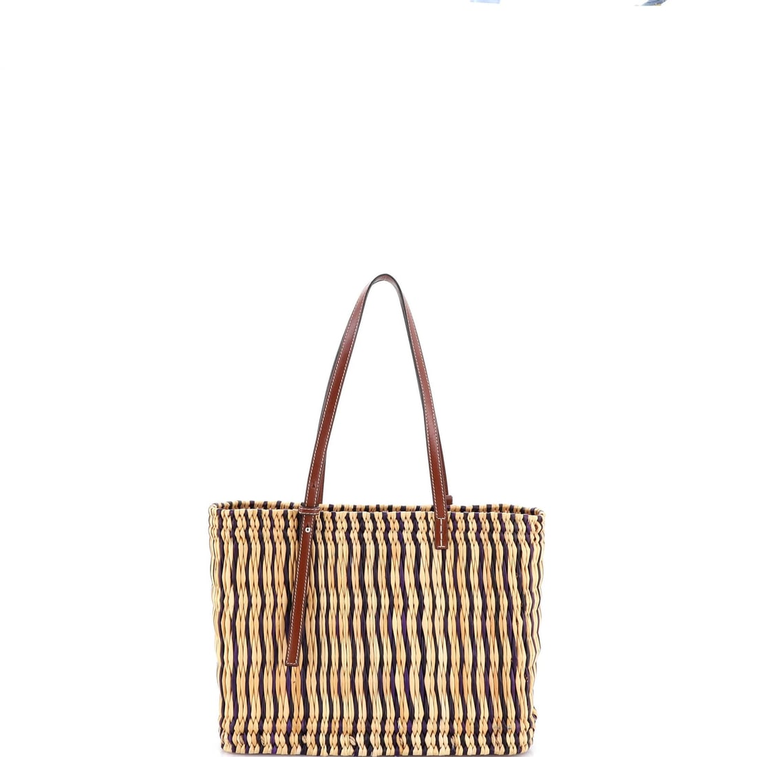 Small Loewe Paula's Ibiza Square Basket Tote Woven Reed with Leather - 3