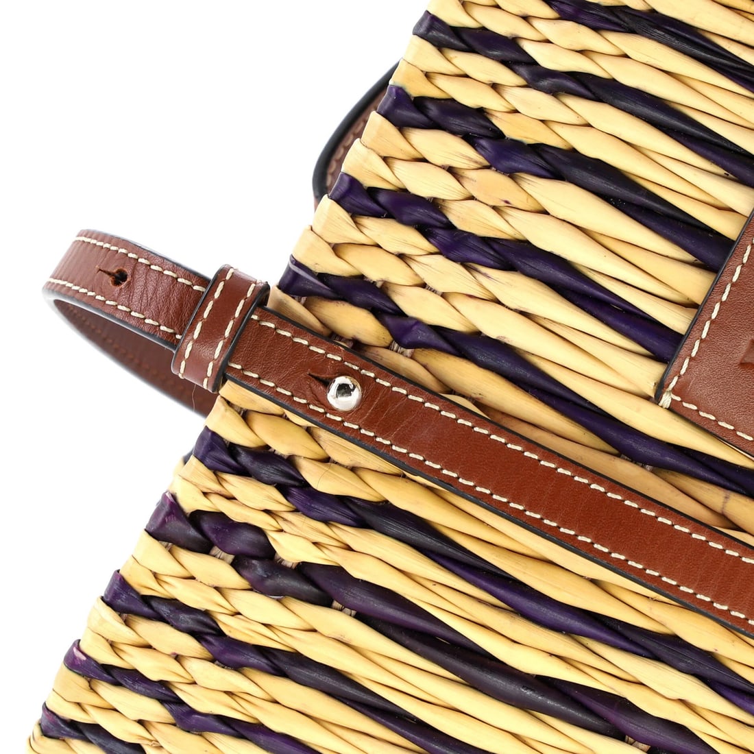 Small Loewe Paula's Ibiza Square Basket Tote Woven Reed with Leather - 8