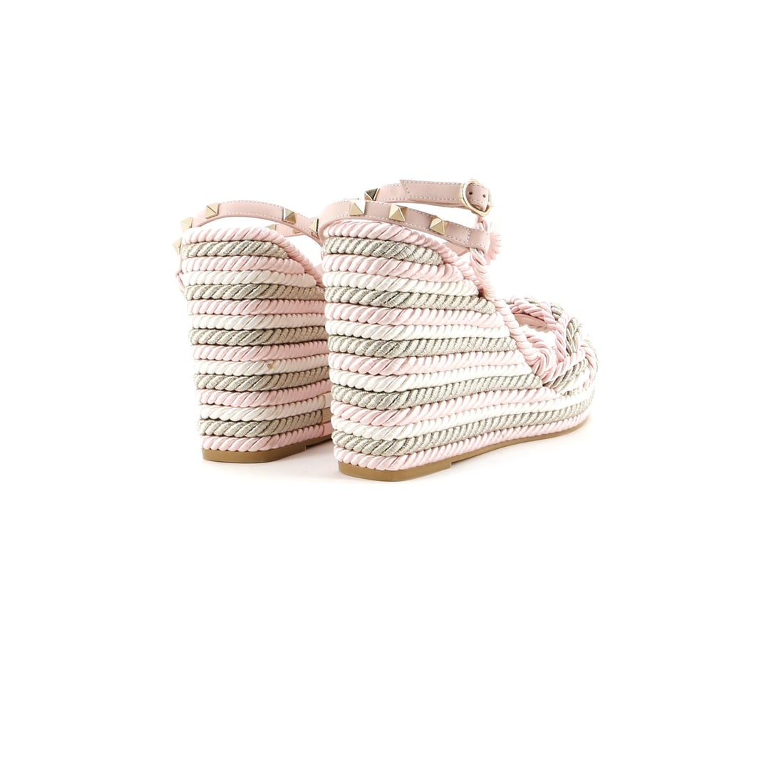 Leather Valentino Garavani Women's Rockstud Torchon Espadrille Wedge Sandals - 3