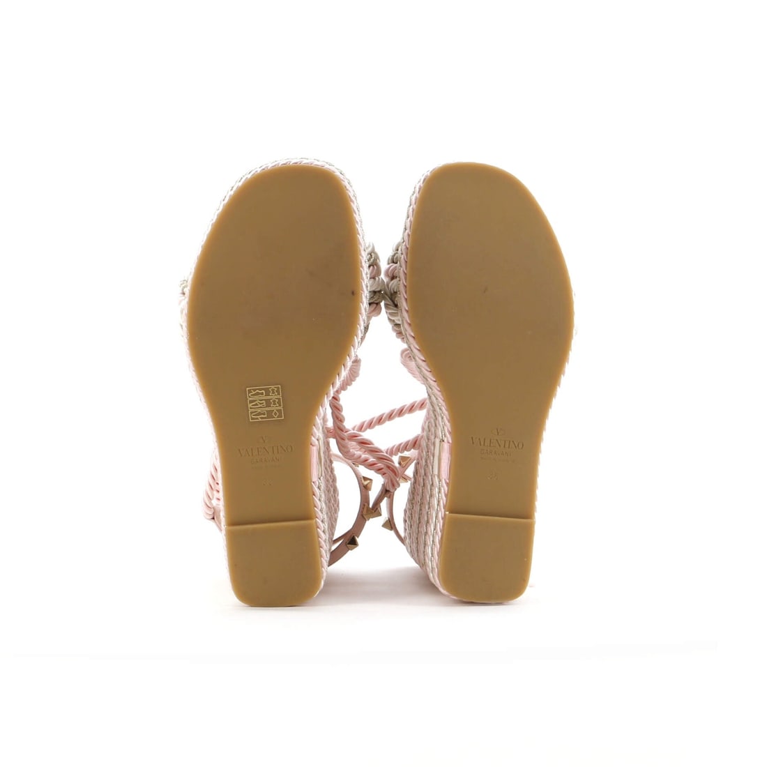 Leather Valentino Garavani Women's Rockstud Torchon Espadrille Wedge Sandals - 4