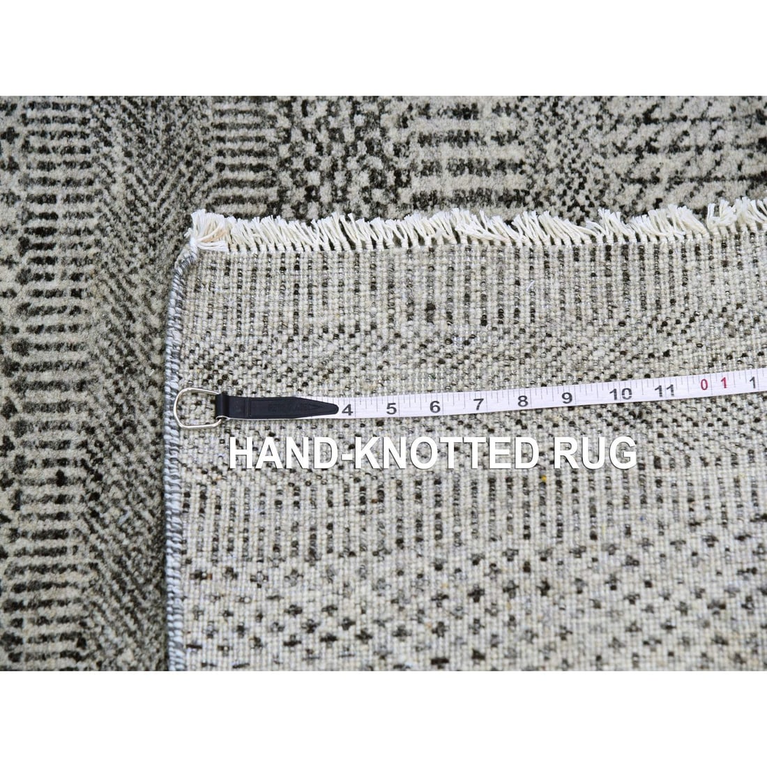 Rug 2'7"x4'1" Rustic Gray Grass Design Hand Knotted Undyed Organic Wool - 7