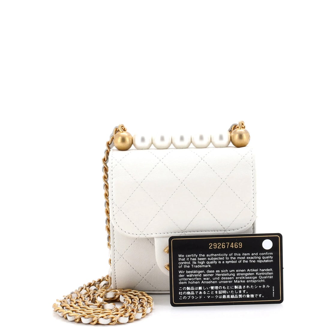 Mini Chanel Chic Pearls Flap Clutch with Chain Quilted Goatskin - 2