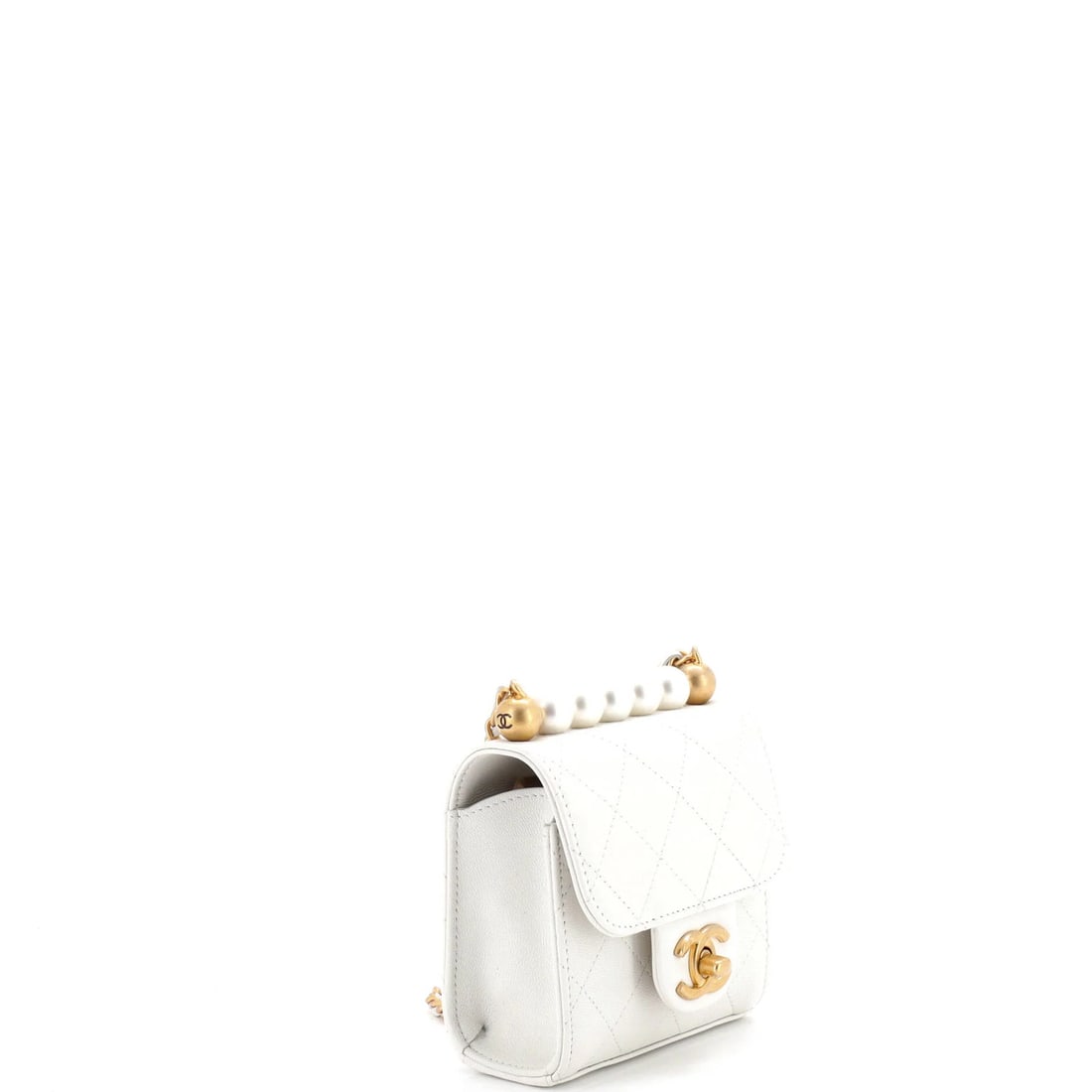 Mini Chanel Chic Pearls Flap Clutch with Chain Quilted Goatskin - 3