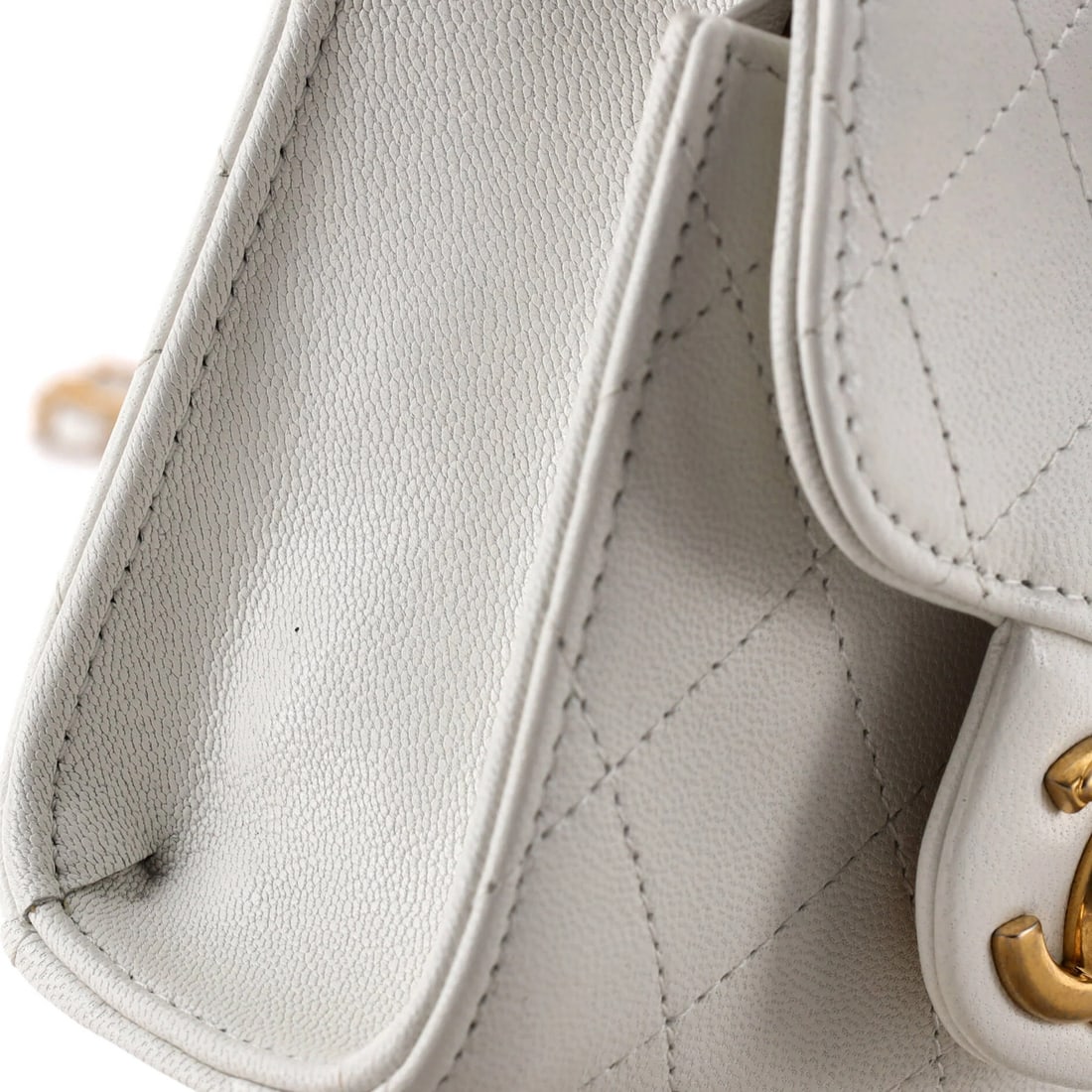 Mini Chanel Chic Pearls Flap Clutch with Chain Quilted Goatskin - 7